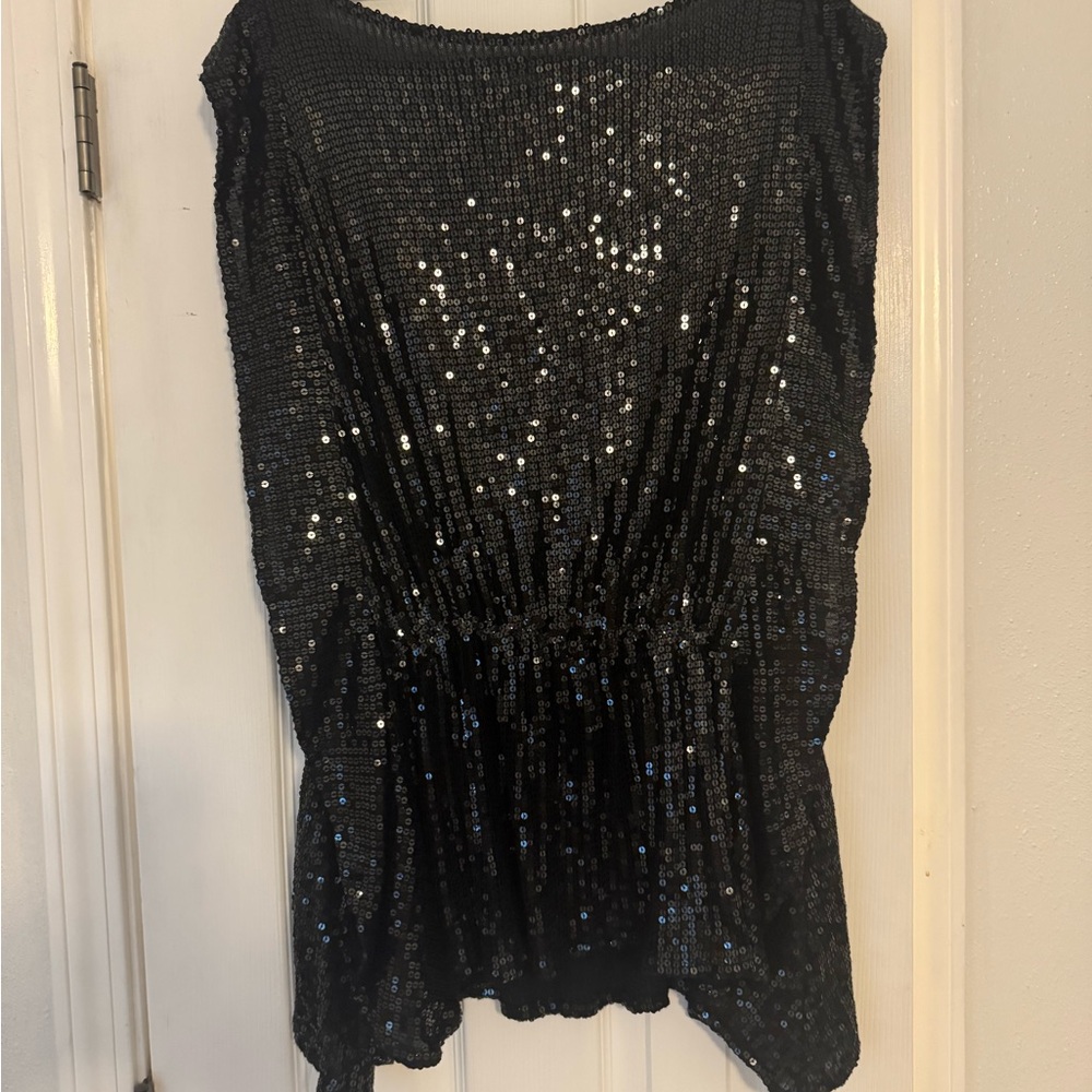 Free People Black Sequin Blouse